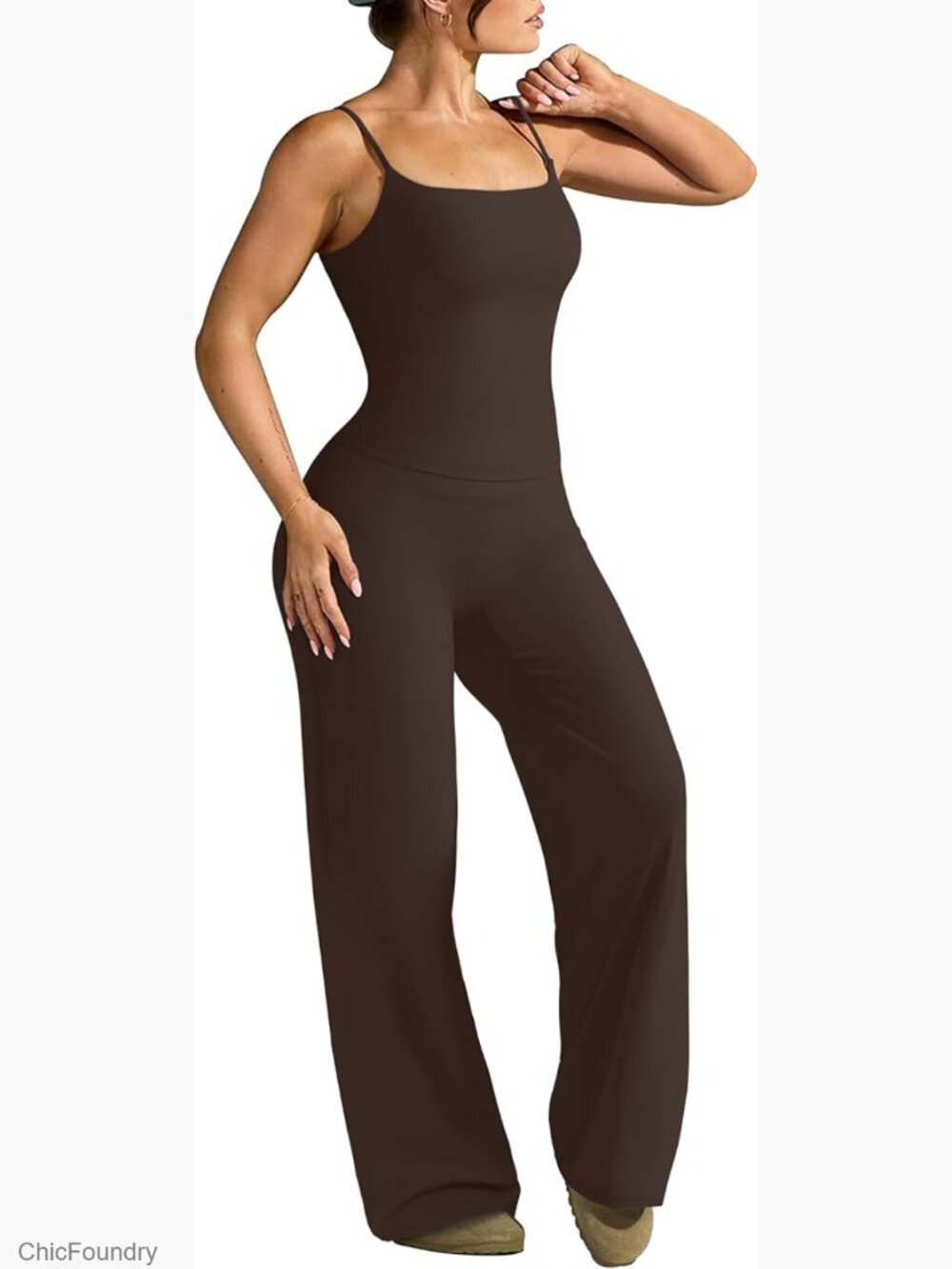 Padded Tank Top Matching Straight Leg Yoga Outfits Workout Set